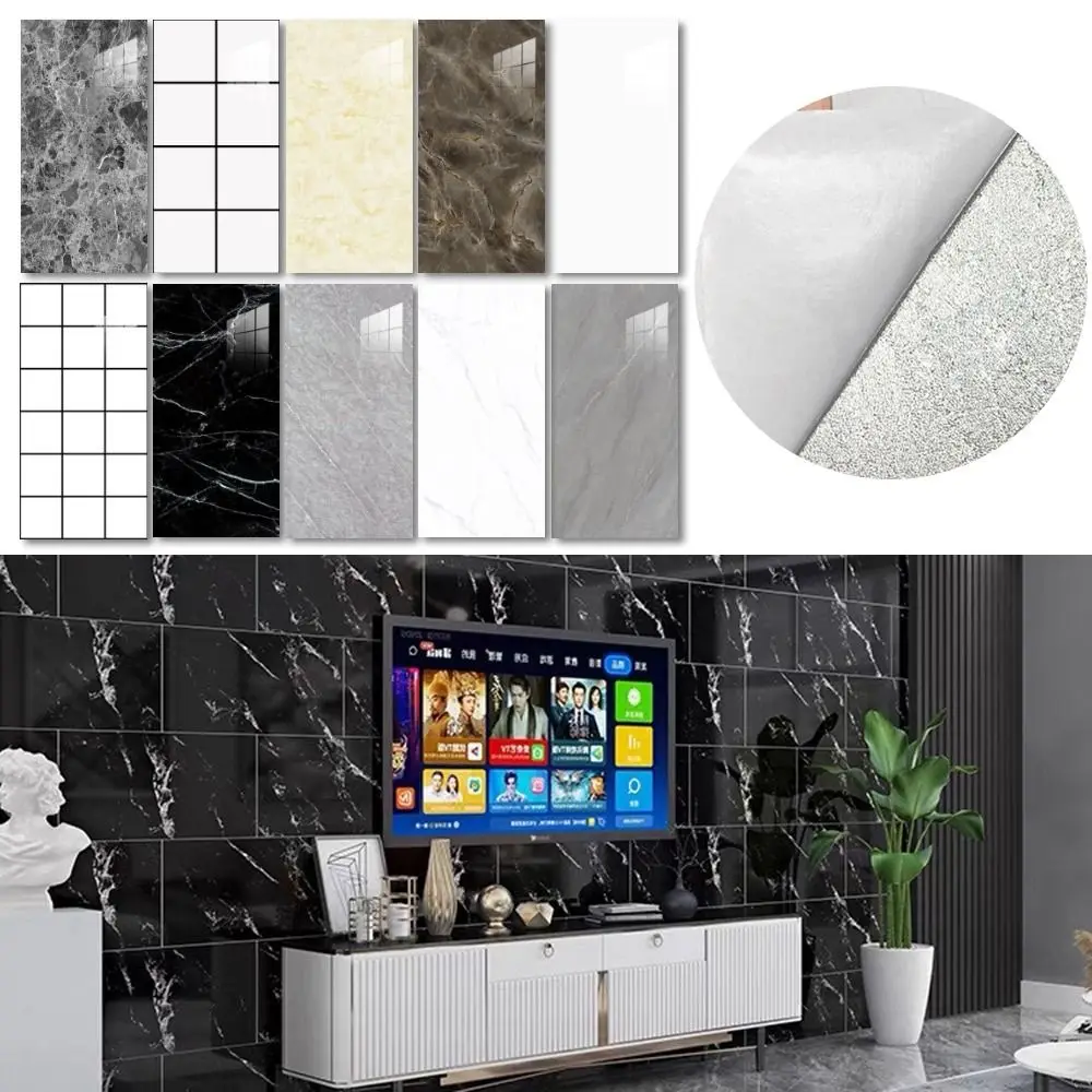 Self Adhesive Tiles Floor Stickers Waterproof Moisture-proof Anti-collision Imitation Wall Sticker Bathroom Marble Wall Decor