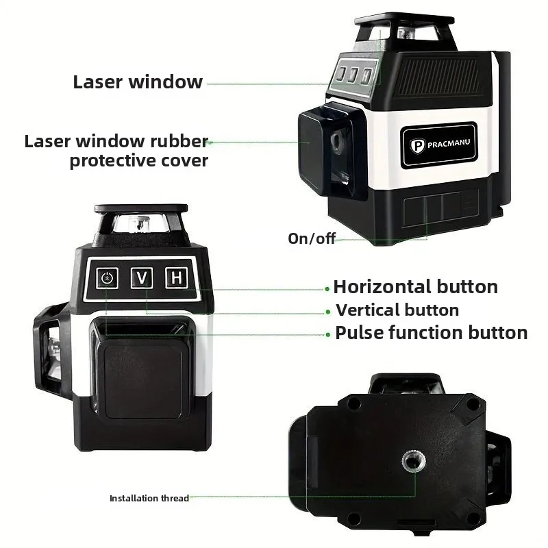 

Mini 12-line Laser Level High-precision Strong Light Thin Line Projector Automatic Leveling Floor Placement Instrument