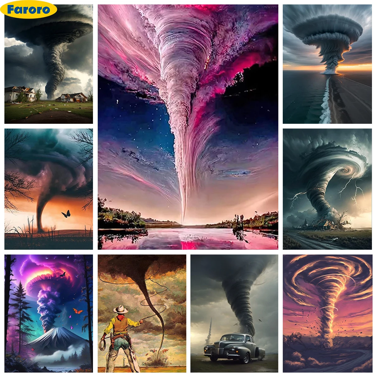 Tornado 5D Diamond Painting Kit Natural Landscape Diy Diamond Embroidery Cross Stitch Mosaic Sticker Home Wall Decor Hand Gift