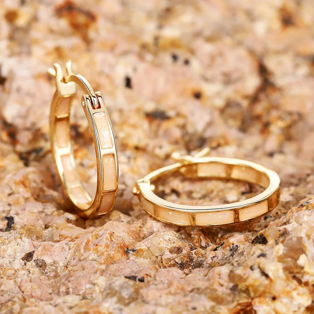 New Multi Color Created Imitation Moonstone Segmented Hoop Earrings Silver Gold Tone Leverback Huggie Earrings for Women Jewelry