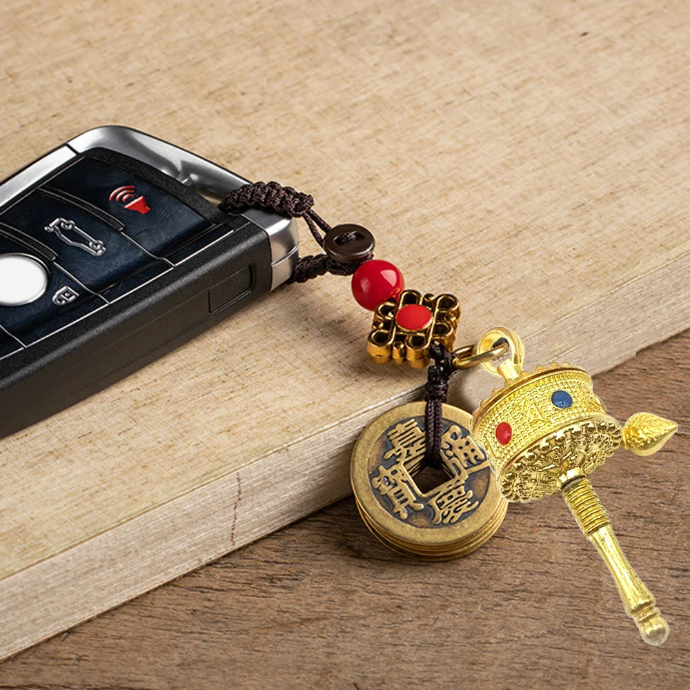 Luxury Meditation Rotatable Lucky Prayer Wheel Keychain/Prevent Disaster handbag or Car Key Chain Pendant for Wealth Success