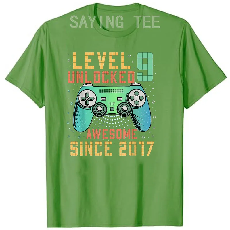Level 9 Freigeschaltet – Fantastisch seit 2017 Gaming-T-Shirt – Geschenk zum 9. Geburtstag für 9-jährige Jungen – Gamer-T-Shirt – Coole Geschenke für Söhne zum Geburtstag – Detail 9