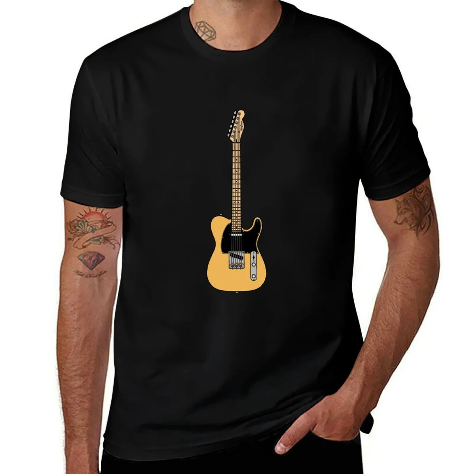 Coloured Telecaster (B. Blonde) - Black Pickguard and Maple Fretboard T-Shirt plus size clothes aesthetic clothes men clothing