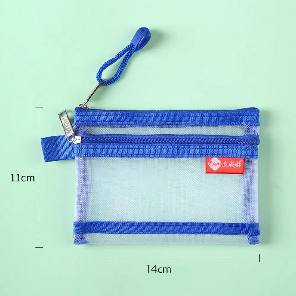 Dubbellaags Ovale Kleine Muntasjes Nylon Bus Id Creditcard Opbergtas Draagbare Mesh Geld Portemonnee Portemonnee Met Rits