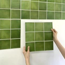 3D Wall Sticker Self-adhesive Wall Panel Green Peel and Stick Tile Backsplash for Kitchen Bathroom Waterproof Tile Sticker