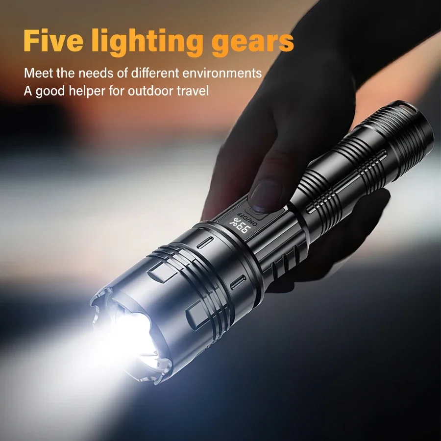 30W Powerful LED Flashlight Built-in Battery Torch Light High Power Flashlight Lantern Long Rang Hand Lamp For Camping Fishing