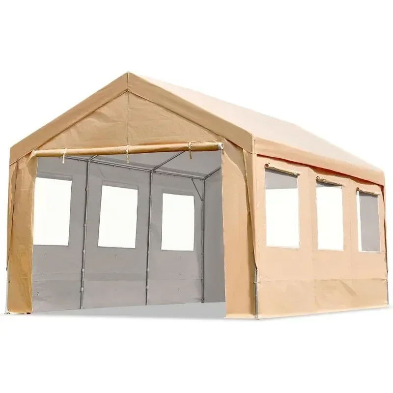 

Сверхмощный регулируемый карпорт длиной 10x20 футов с 6 подвижными вентилируемыми окнами и съемными боковыми стенками, автомобильный балдахин для гаража