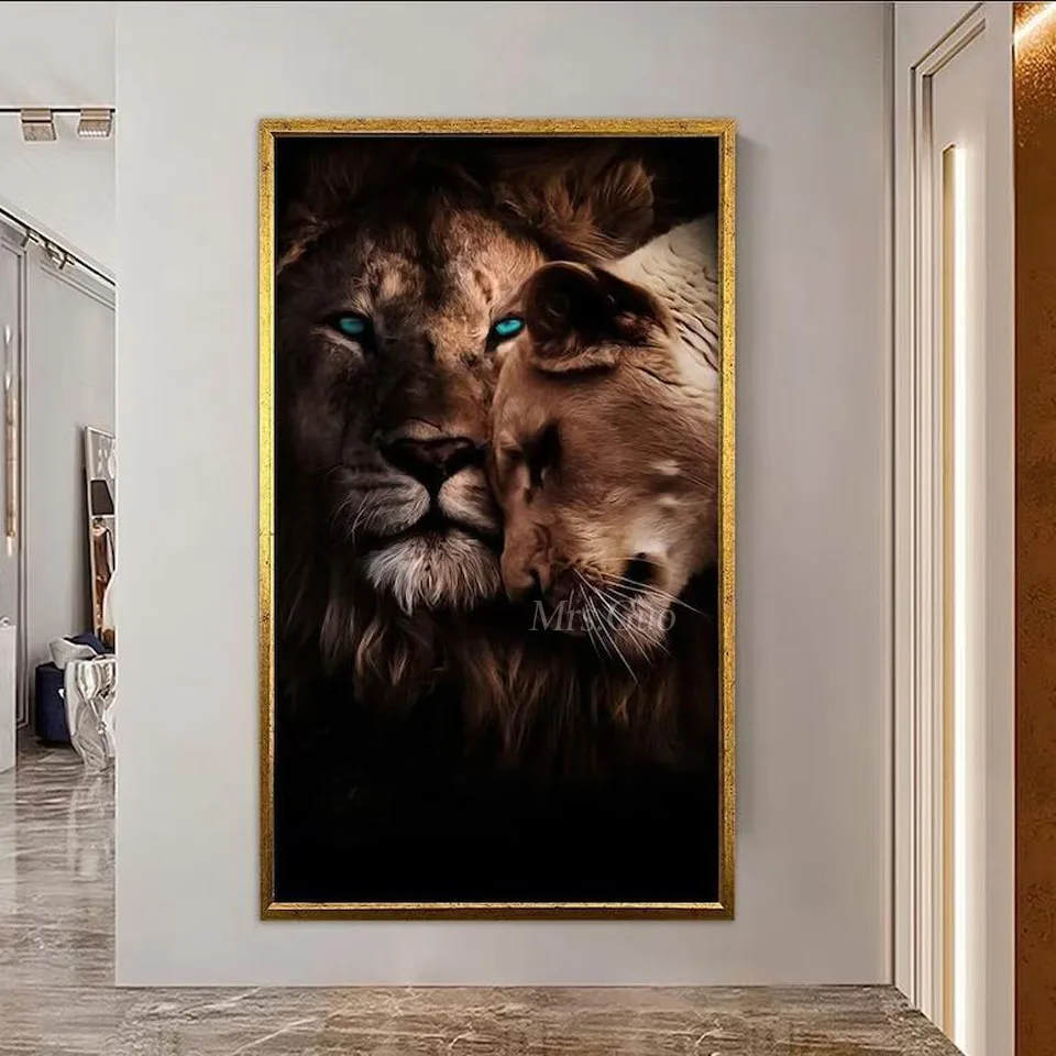 Famiglia leone Pittura diamante 5D Pittura diamante fai da te di grandi dimensioni Mosaico artistico Trapano completo Diamante Ricamo Animali