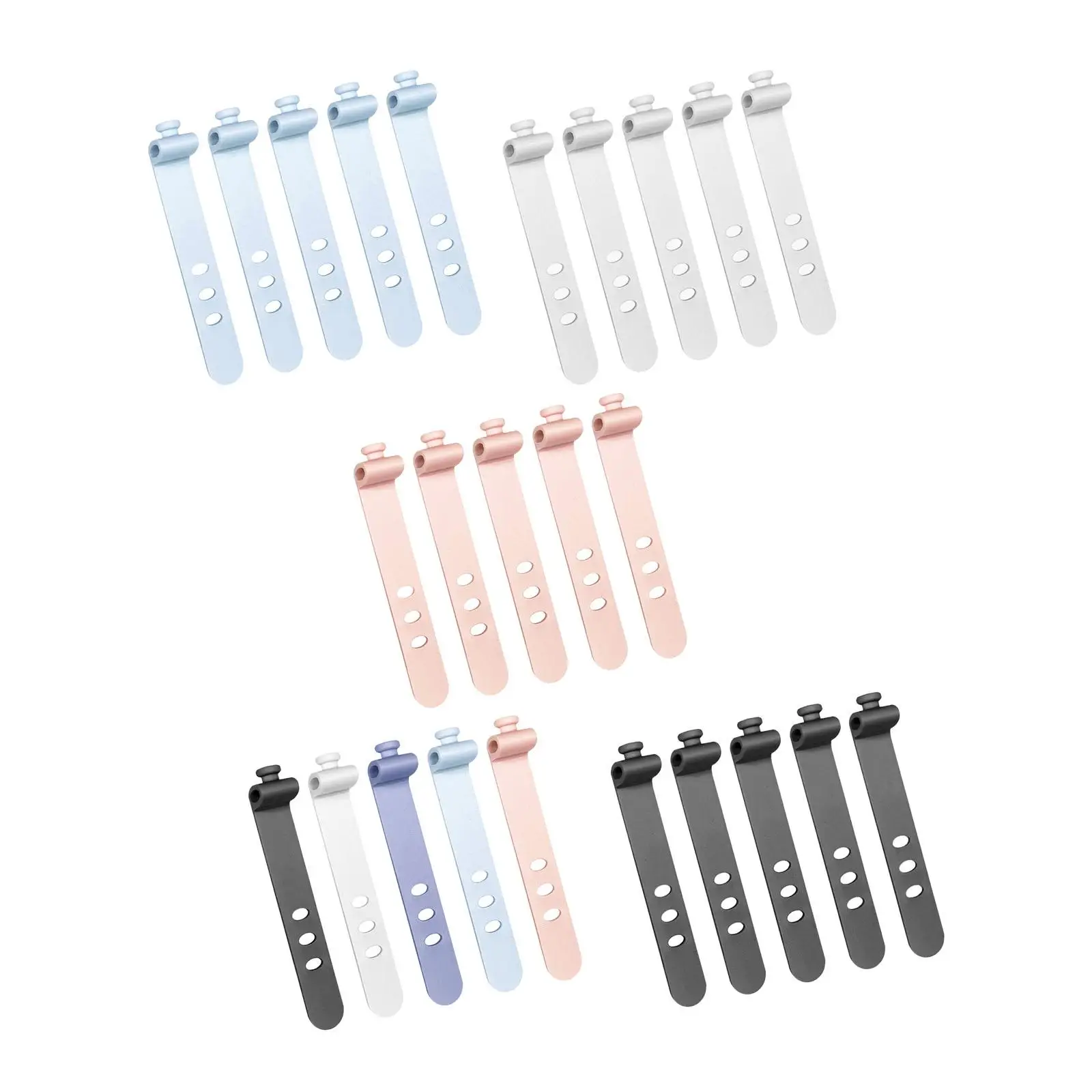 5Pcs Cord Management Wire Reusable Cable Organizer Silicone Cable Ties for School Electrical Cords Earphone Home Phone Charger