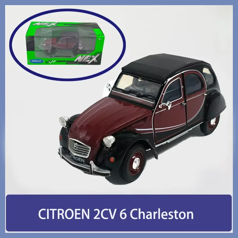 WELLY Scala 1:24 CITROEN 2CV 6 Charleston Modello di auto in lega Collezione statica Decorato Regali di festa Giocattoli Regalo souvenir