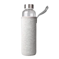 550ML Sport Water Bottle with Tea Infuser and Gray Protective Bag High Temperature Resistant Glass Water Bottle for Children Kid
