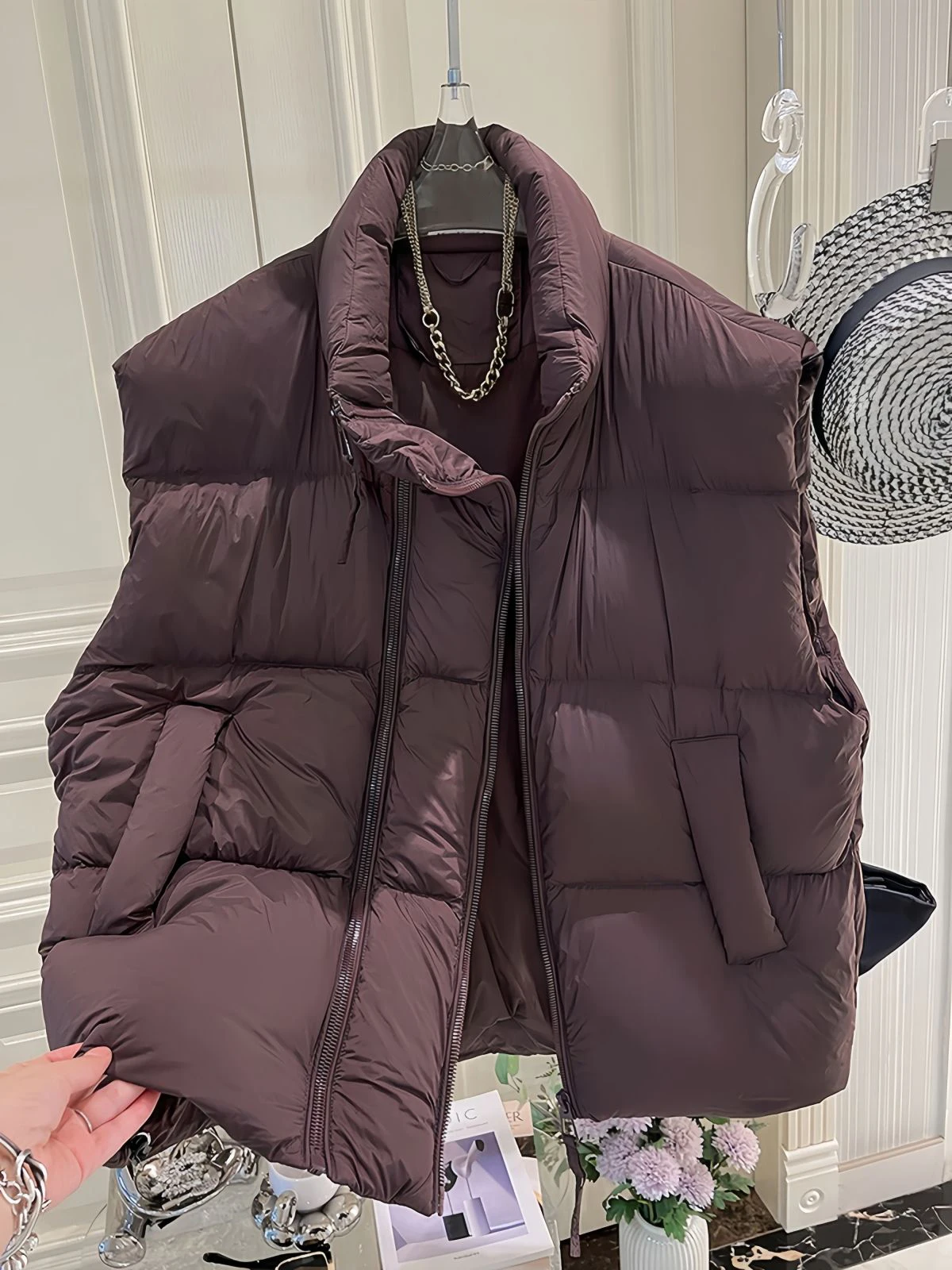 

Теплый жилет на молнии с воротником-стойкой, женская модная осенне-зимняя верхняя одежда на хлопковой подкладке, универсальный многослойный топ