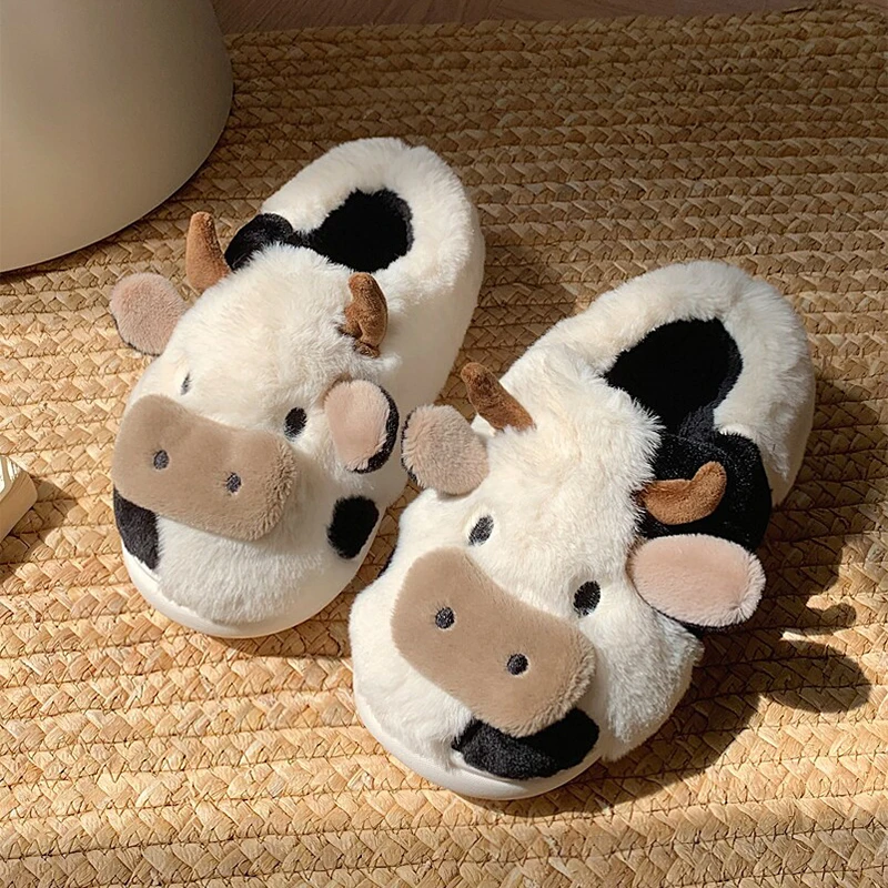 Winter Couple Indoor Creative Cute Cartoon Parent-child Cotton Mop Comfortable Men and Women Bag Heel Anti Slip Warm Fur Shoes