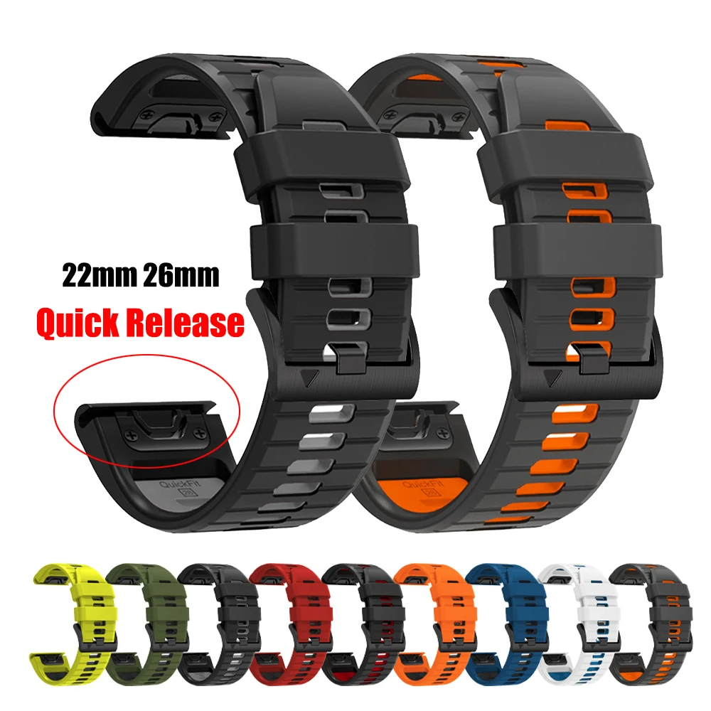Offizielles Uhrenarmband 22/26 mm für Garmin Fenix E 8 7 7X 6X 6 5plus /Quatix 8 7X Silikonband für Instinct 3/970 965 745 Armband