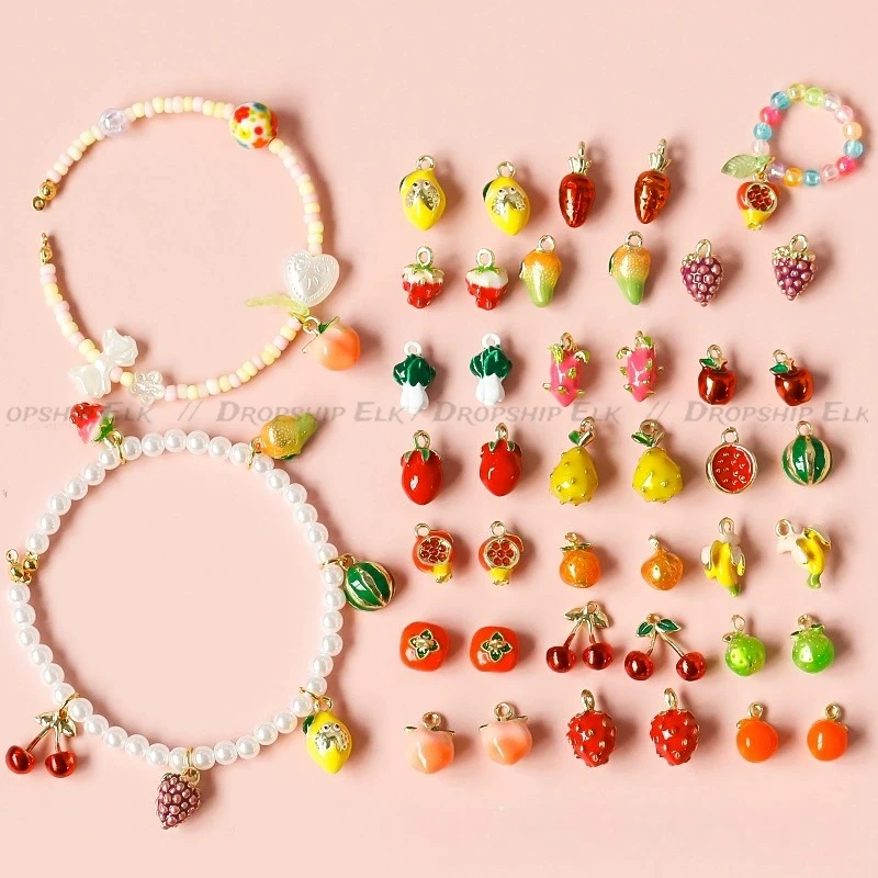 Three-Dimensional Fruit Charm Grape Peach Watermelon Alloy Oil Drop Charms for Jewelry Making Supplies DIY Earrings кулон
