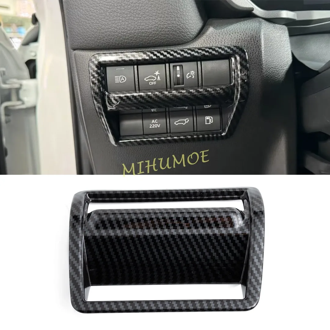 LHD Car Center Console Switch Panel Cover Interior Carbon Fiber Accessories For 2024-2025 Land Cruiser LC250 Prado