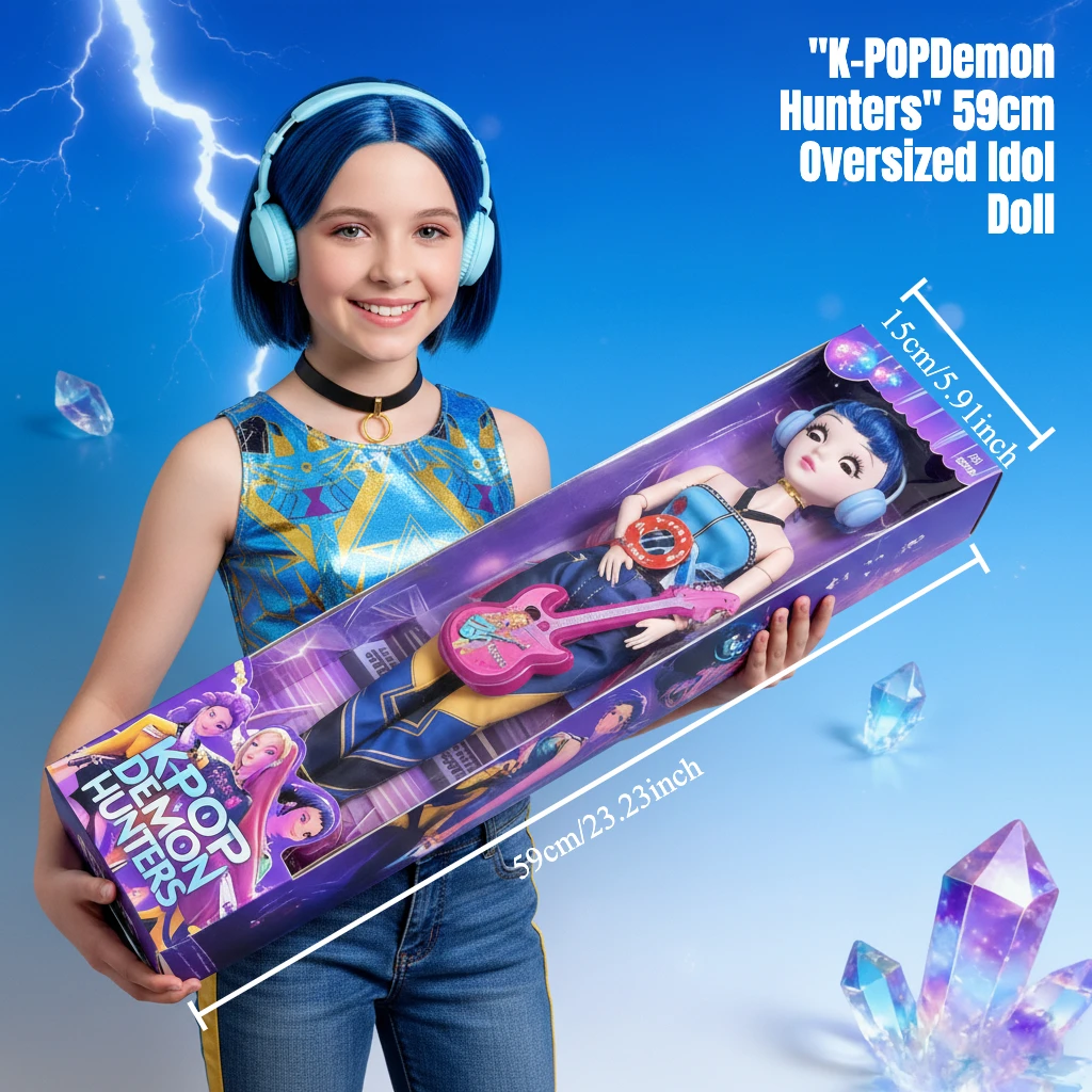 

60cm Large Musical Plastic Kpop Demon Hunters Dolls | Posable Moving Eyes Rumi Mira Zoey Princess DIY Birthday Gifts
