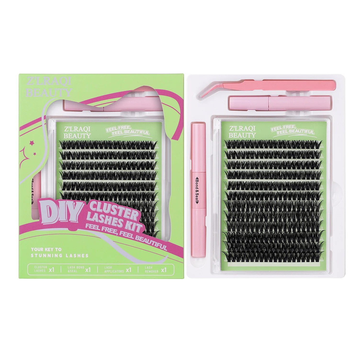 240 Clusters Self Adhesive Glue-free Cluster Lashes | No Glue Dense Large Tray Eyelash Extension Set
