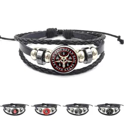 Lucifer Satan Baxter Glass Pendant Leather Knitted Bracelet Handmade Multi Layer Beaded Handicraft Gifts for Family, Girlfriend