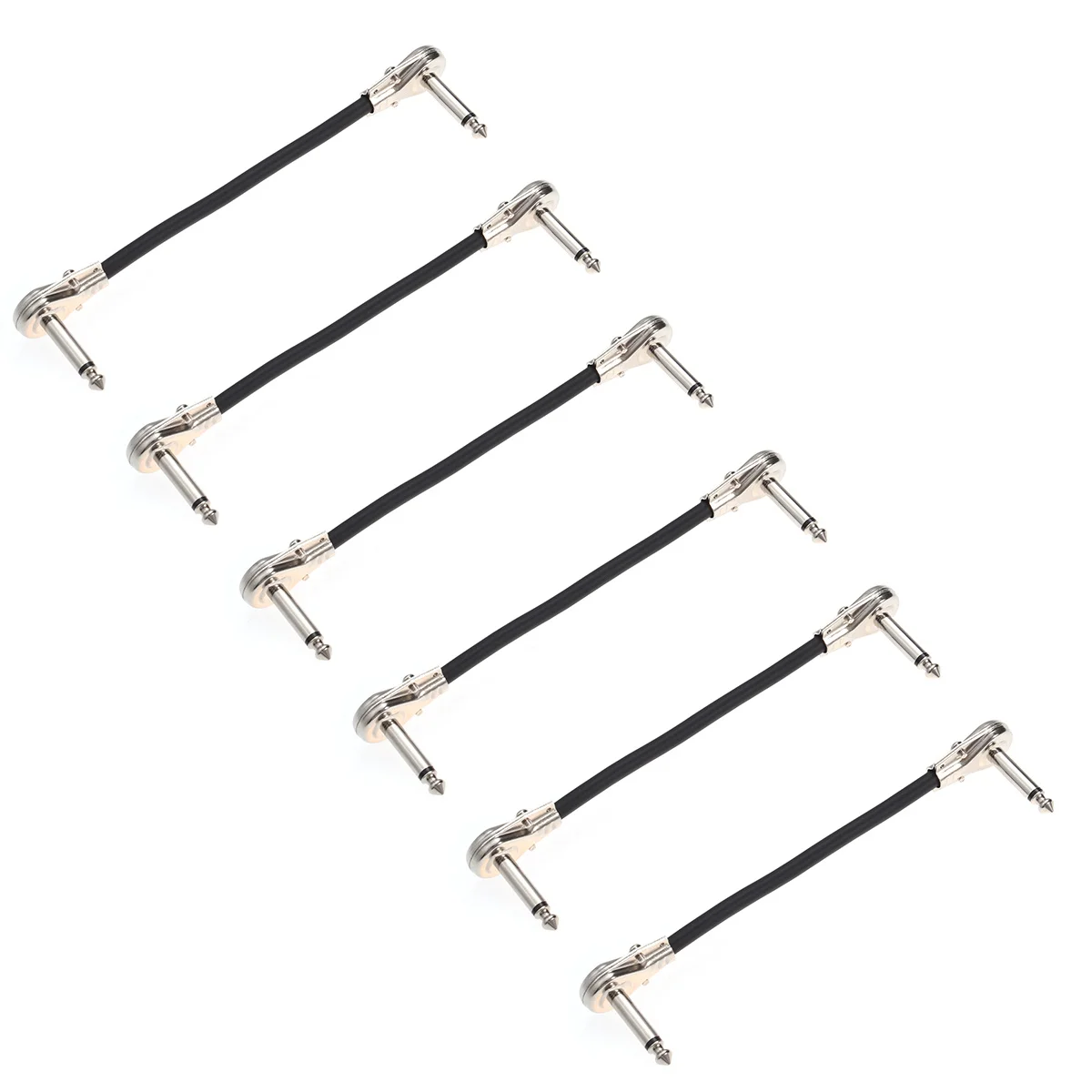 

6pcs Right To Right Instrument Cables Guitar Patch Cables For Bass Keyboard Effect Pedals 15Cm Flathead Oxygen-Free Copper