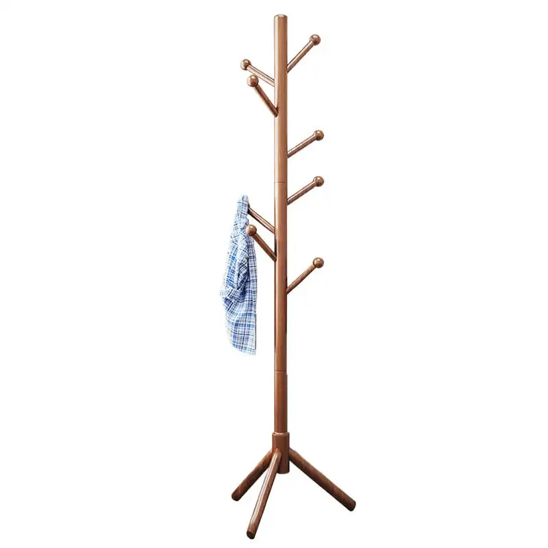 Wood Tree Coat Rack Floor Hanging Clothes Rack Clothes Rack Bedroom Hat Stand Home Furniture Drying Rack With 8 Hooks