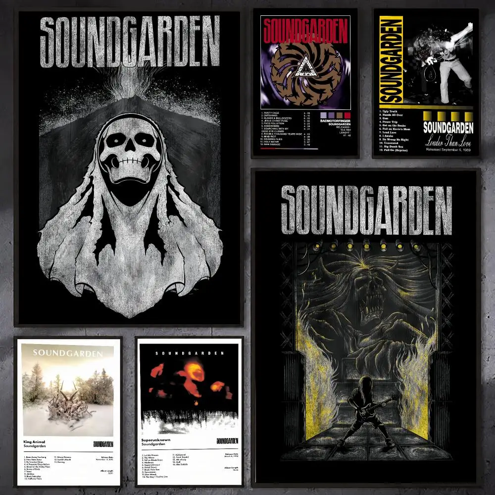 S-Soundgarden Rock Band Album Poster Waterproof Sticky Wall Art Print For Bedroom Living Room Hallway Bar Home Decor
