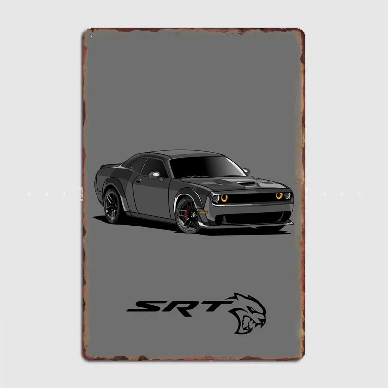 Black Classic HELLCAT SRT Sports Car Retro Poster Metal Sign Interior Decor Automobile Club Tin Home Wall Decor Room Decoration