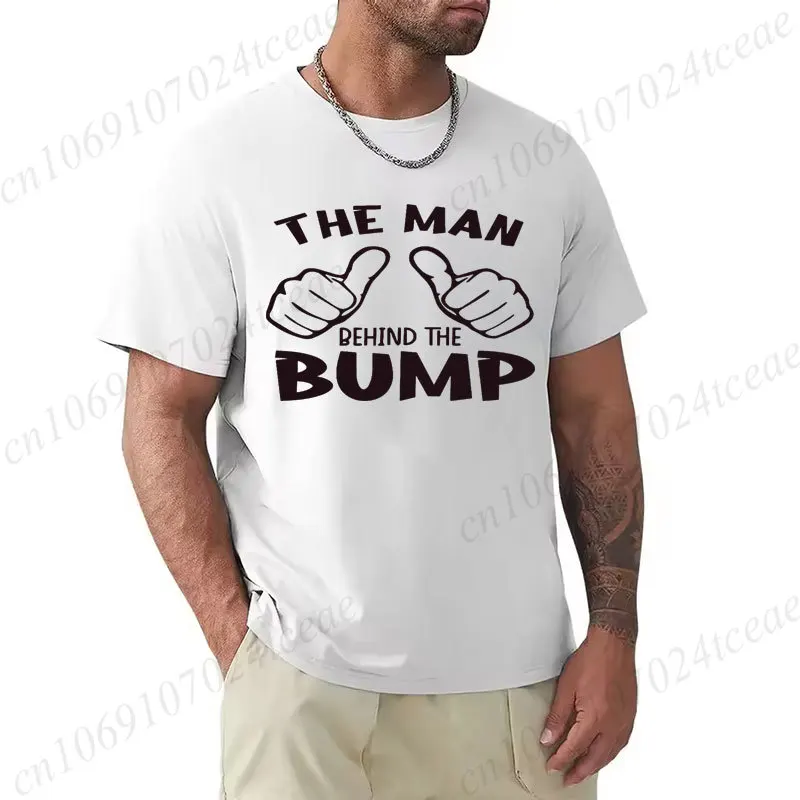 Men The Man Behind The Bump Graphic T‑Shirt Expecting Dad Thumbs Up Print Tee Tshirts Baby Shower Gender Reveal Party Gift Tops