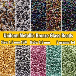 840pcs 1.5mm Metallic Bronze Glass Beads 15/0 Uniform Japan Loose Seed Beads for Jewelry Making DIY Bracelets Sewing Accessories
