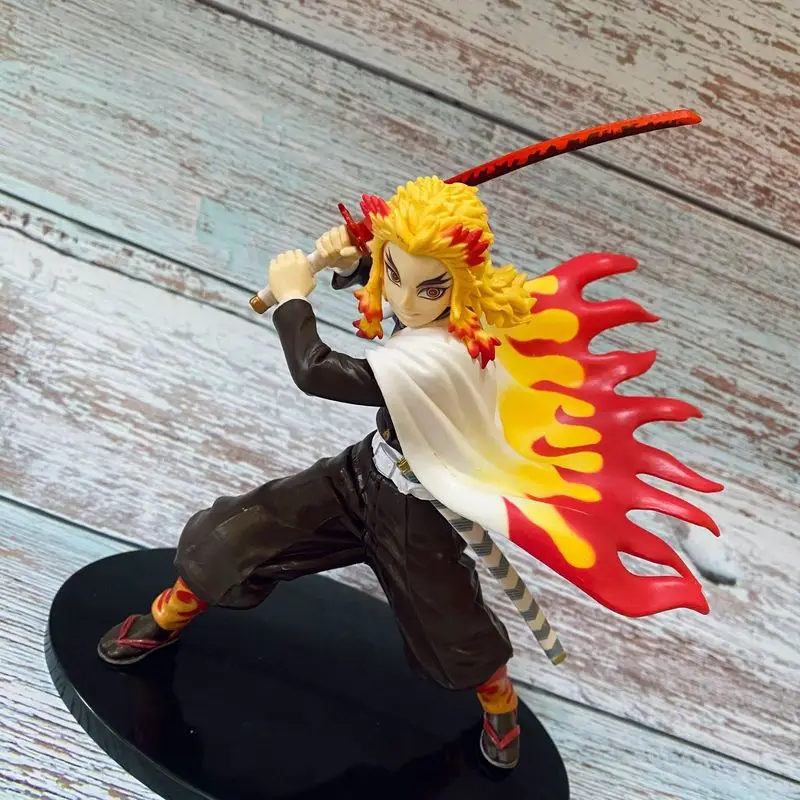 Cartoon Anime Devil Killer Action Demons Kyoujurou Battle Kimetsu No Yaiba Pvc Collection Model Ornament Toy Handmade Children's