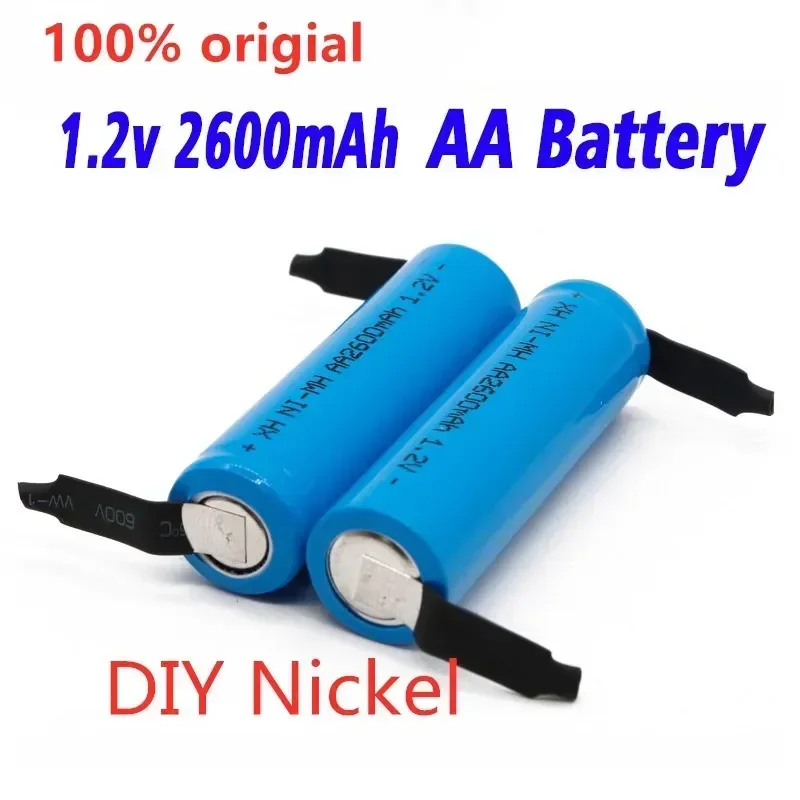 2-20pcs New 1.2V AA battery 2600 MAH 2A Ni-MH Ni MH cell blue shell with tabs pins for Philips Braun electric shaver tool brush