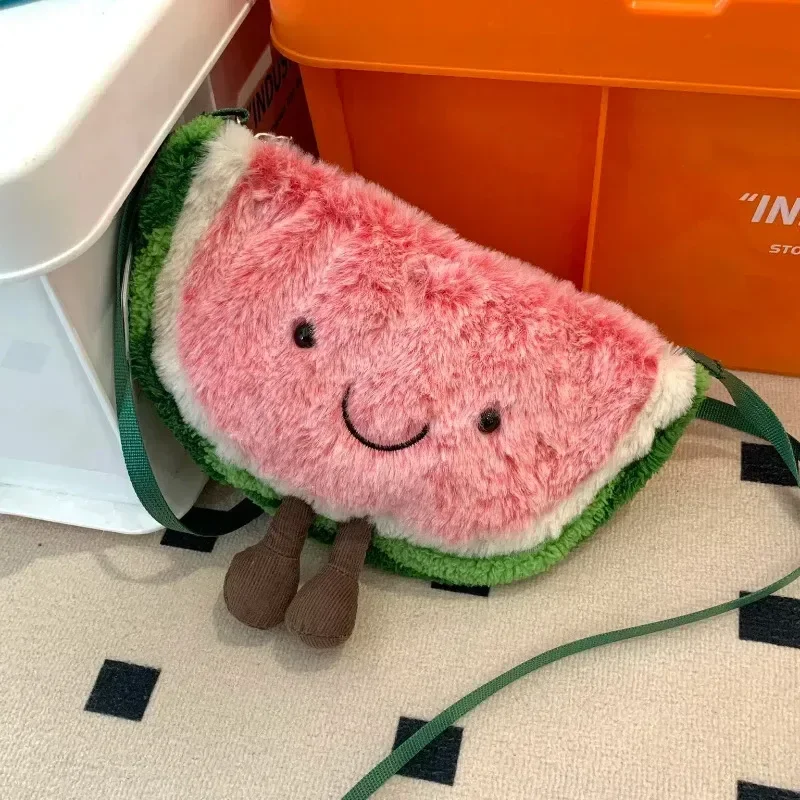 New Jellycat Cute Watermelon Plush Toys Crossbody Bag And Watermelon Pendant Soft Women Girls Kawaii Cartoon Purse Birthday Gift
