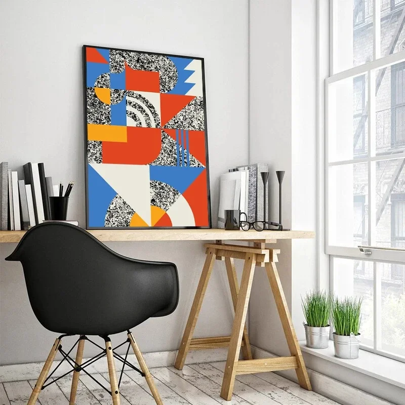 Abstract Canvas Paintings Bauhaus Geometric Poster Modernist Geometric Prints Minimalist Artwork Wall Art Picture for Home Decor