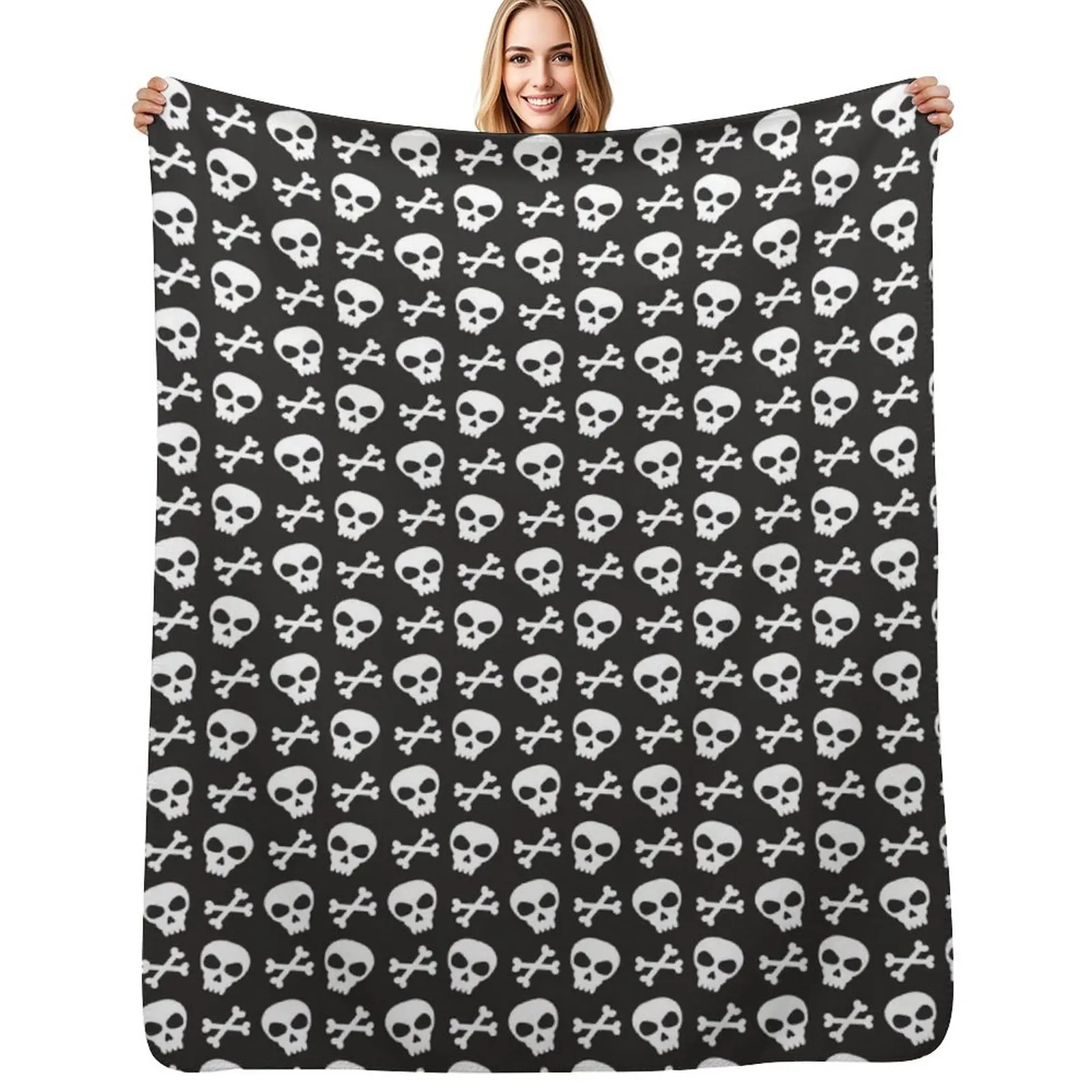

Skull & Crossbones on Black // Halloween Collection Throw Blanket Giant Sofa for winter blankets and throws Blankets