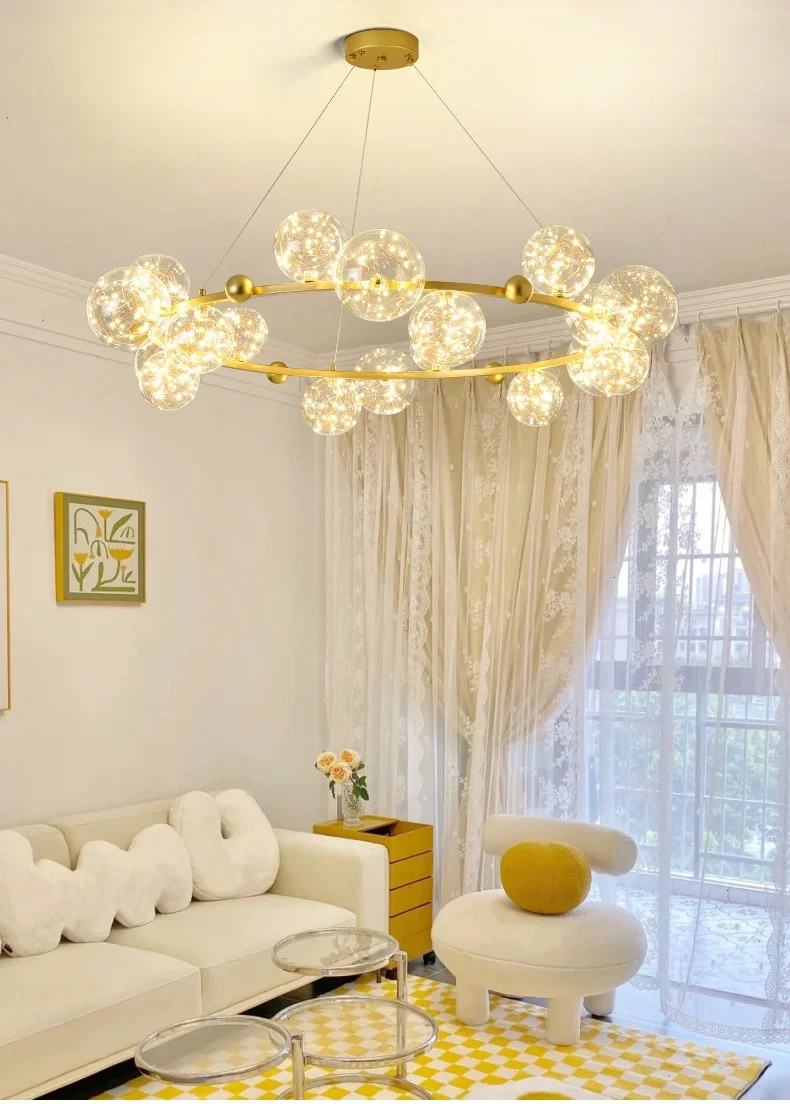 Dining Room LED Dimmable Pendant Lights Straight Metal