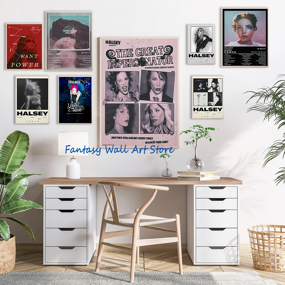 Póster de Portadas de Álbumes de Música de Halsey, Manic, Badlands, Lonely in The Muse, Decoración de Pared, Lienzo, Cuadro, Arte para Fans