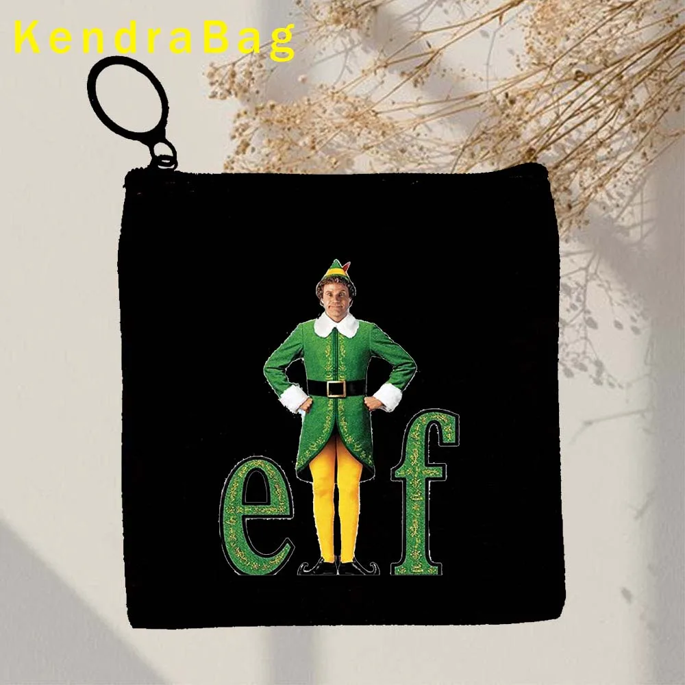 Funny Reindeer Merry Christmas Bear Hat Buddy Green Elf Rudolph Santa Key Coin Purse Canvas Bags Pouch Wallet Zipper Cute Gifts