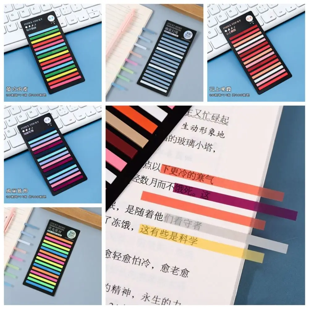 

Reading Label 300 Sheets Rainbow Index Memo Pad Stationery PET Index Stickers Kawaii Sticker Notes Student