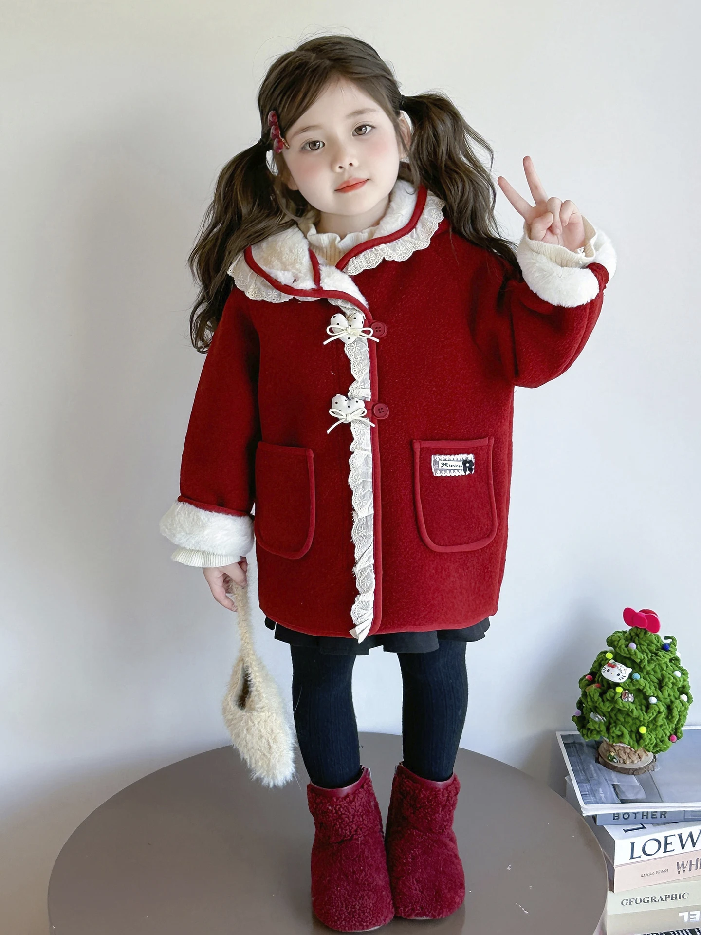 

Girls Winter Fce Lined Plaid Coat Thi Warm Medium Length Hooded Zipper Closure Color Inner Liner Sweet Sle Outer...