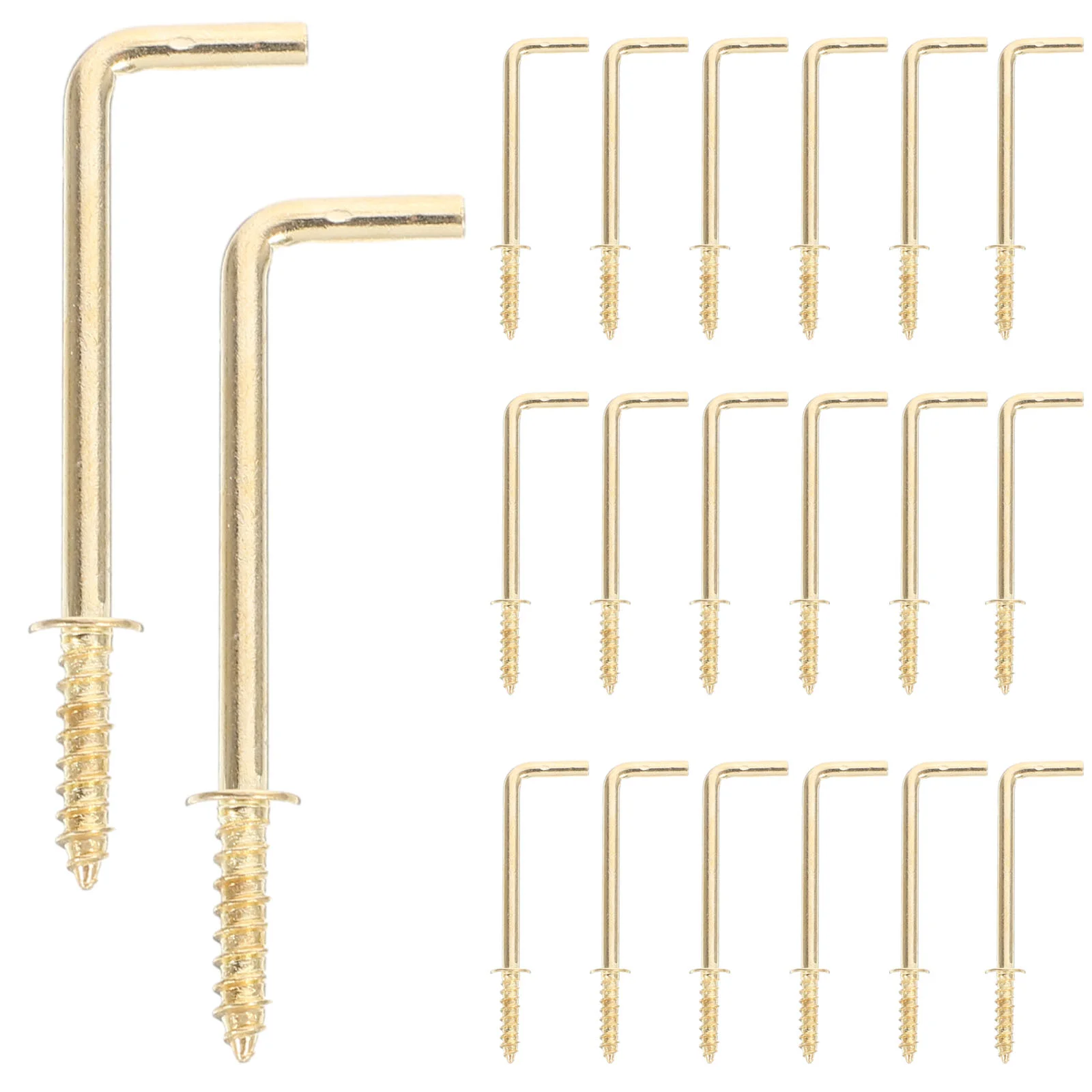 

20 Pcs Screw Hook Heavy Duty Clothes Rack Picture Hooks Right Angle Golden Iron Home Accessory