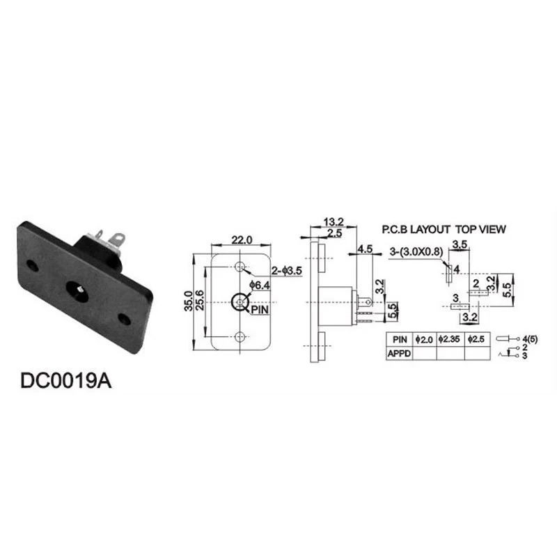 10pcs/lot Dc-019a Large panel DC power socket DC charging socket Massage chair charging socket 5.5*2.1mm