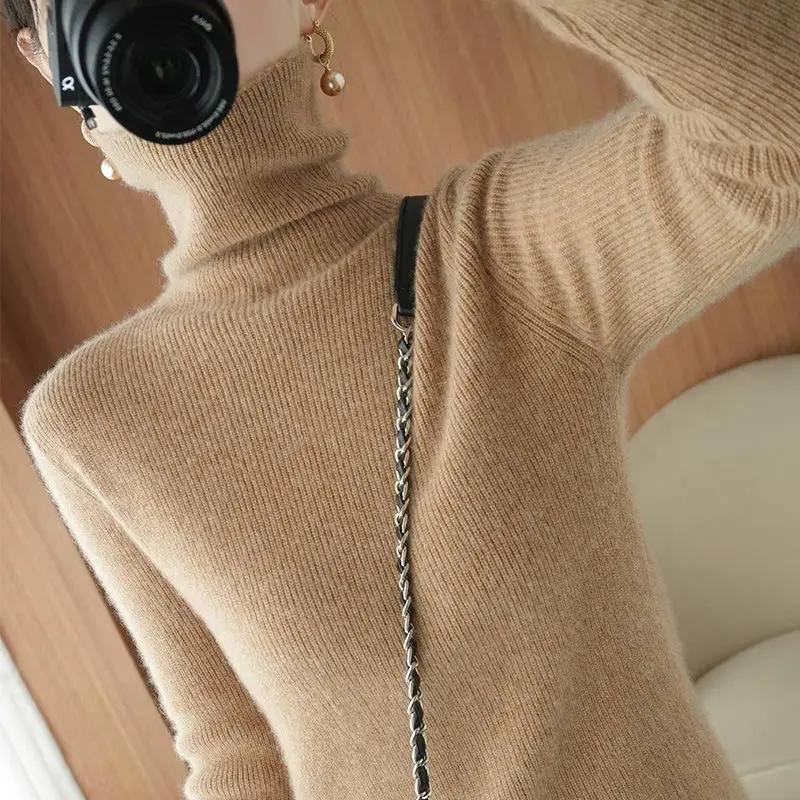 

Women's Thick Sweaters Turtleneck Women Winter Warm Pullovers Knitted High Neck Sweater for Women Tops Females 2023 News Y78