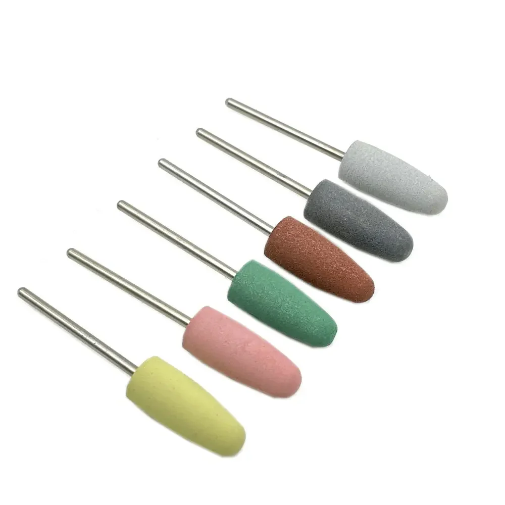 Pulidora Dental de goma de silicona, 6 piezas/10 piezas, pulidora de uñas, brocas para manicura eléctrica, vástago de 2,35mm