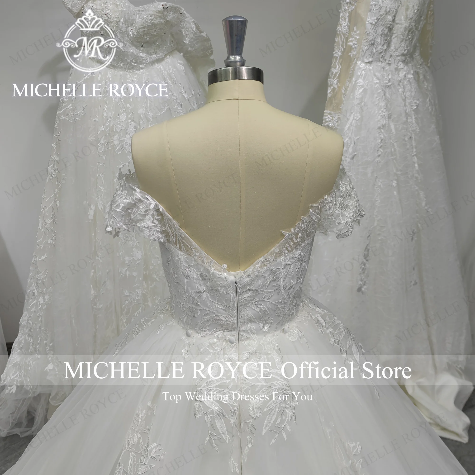 Michelle Royce Baljurk Trouwjurken Voor Vrouw Sweetheart Applicaties Ivoor 100% Echte foto's Trouwjurk Vestidos De Novia