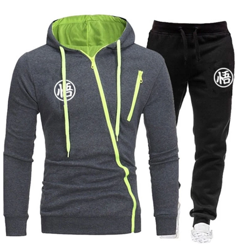 Conjunto de fatos de treino com capuz masculino, jaqueta com zíper, calça de jogging, moletom esportivo, roupas casuais, outono, inverno, novo