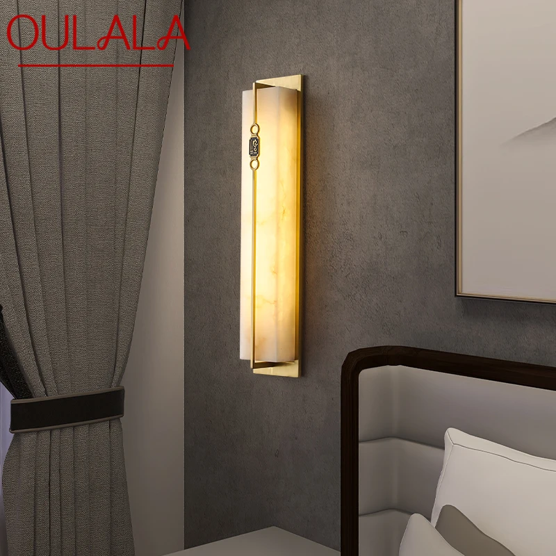 OULALA Brass Wall Light LED Modern Luxury Marble Sconces Fixture Indoor Decor for Home Bedroom Living Room Corridor