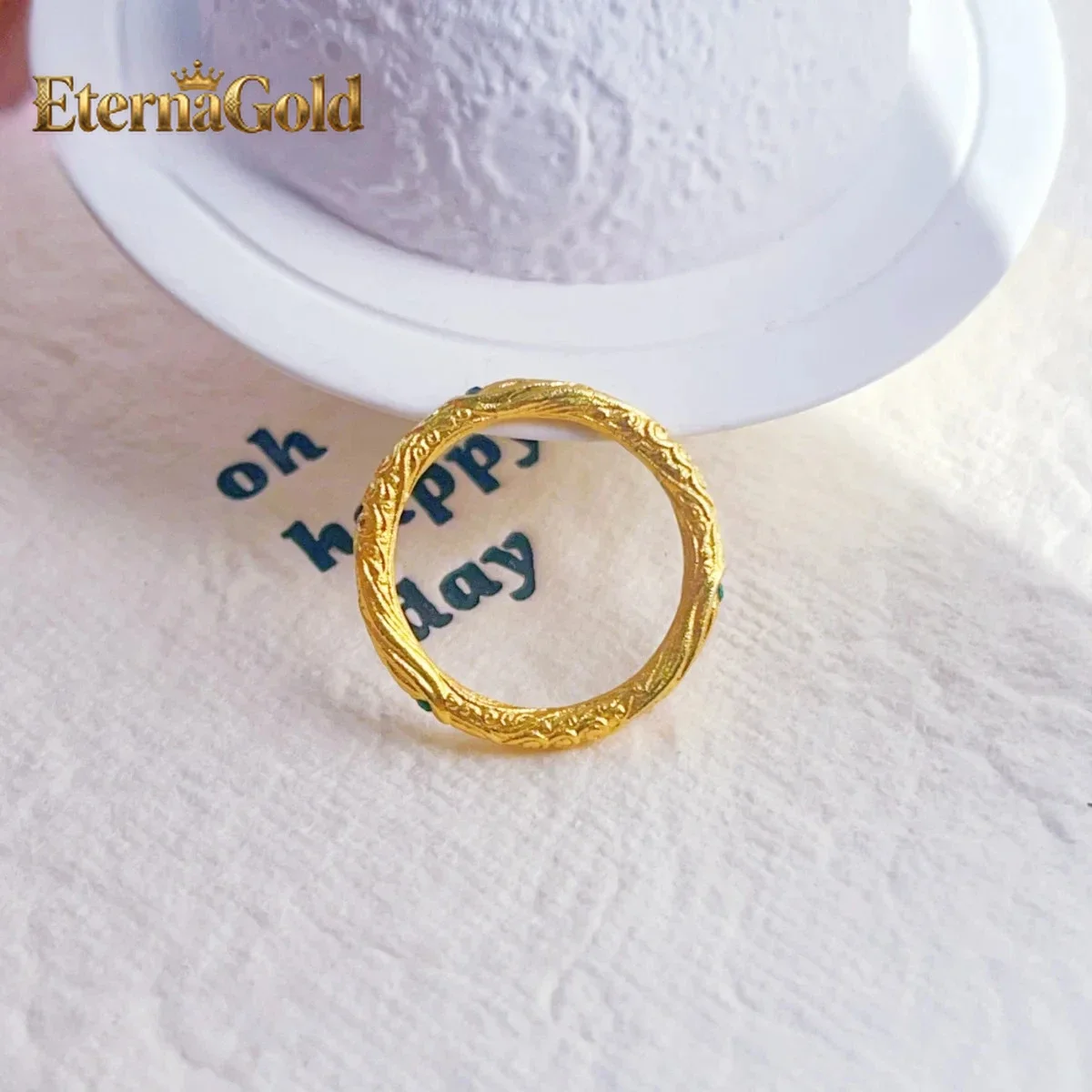 

EternaGold Golden Hoop Plain Ring Women's 24K Gold AU999 - Gold golden cudgel plain ring, timeless value, daily delicate jewelr