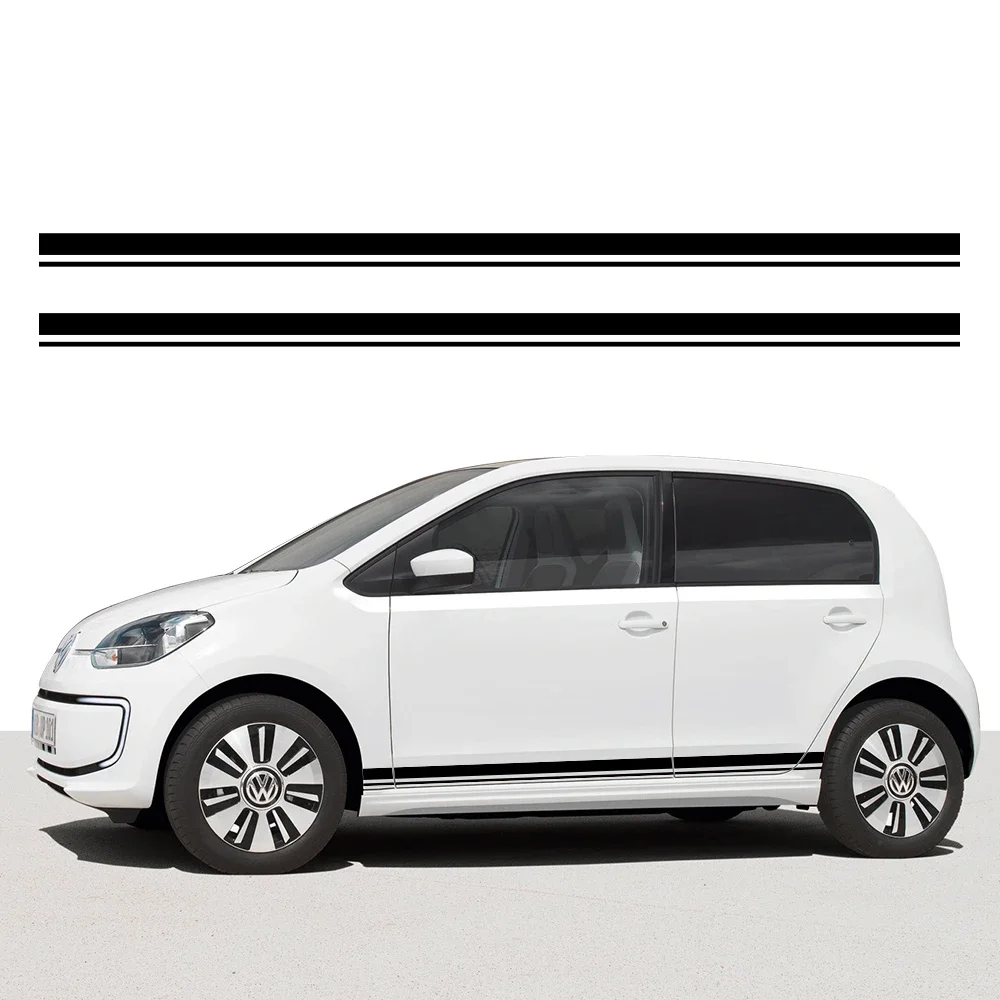 Car Side Skirt Sticker Vinyl Decal Racing Stripes Exterior Graphics Accessories For Volkswagen Up Hatchback Eco VW Cross up Mii