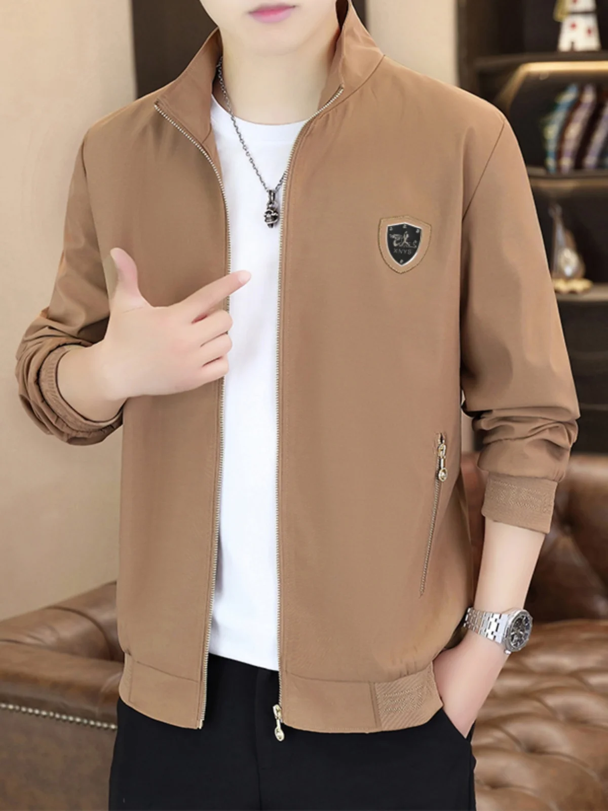 Paul 2024 ملابس علوية للرجال لخريف وشتاء Jaet بياقة واقفة فاخرة Haome Bae منتصف الشباب ملابس علوية عصرية حضرية طويلة...