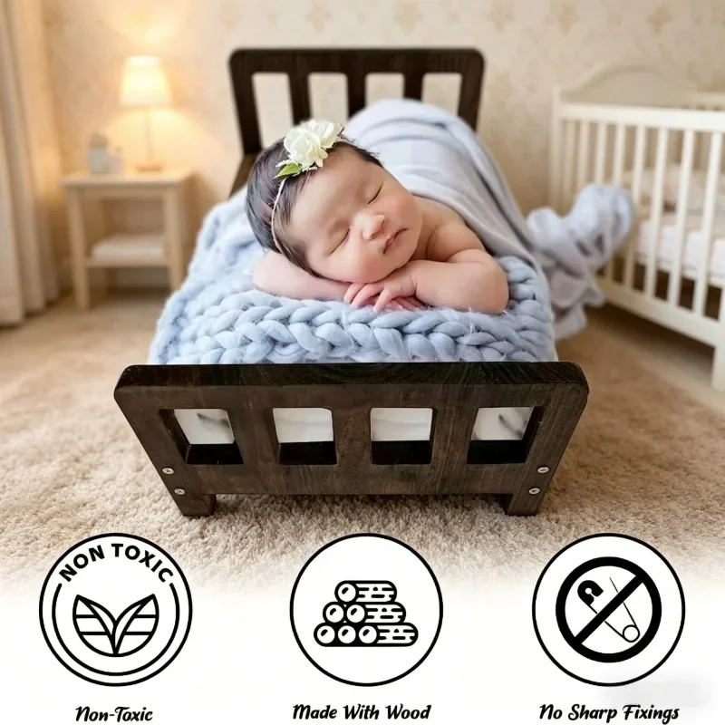 赤ちゃんの記念品、お土産、新生児の写真撮影用小道具、子供用木製ベッド、スタジオ写真撮影用アクセサリー、小道具、幼児、男の子、女の子